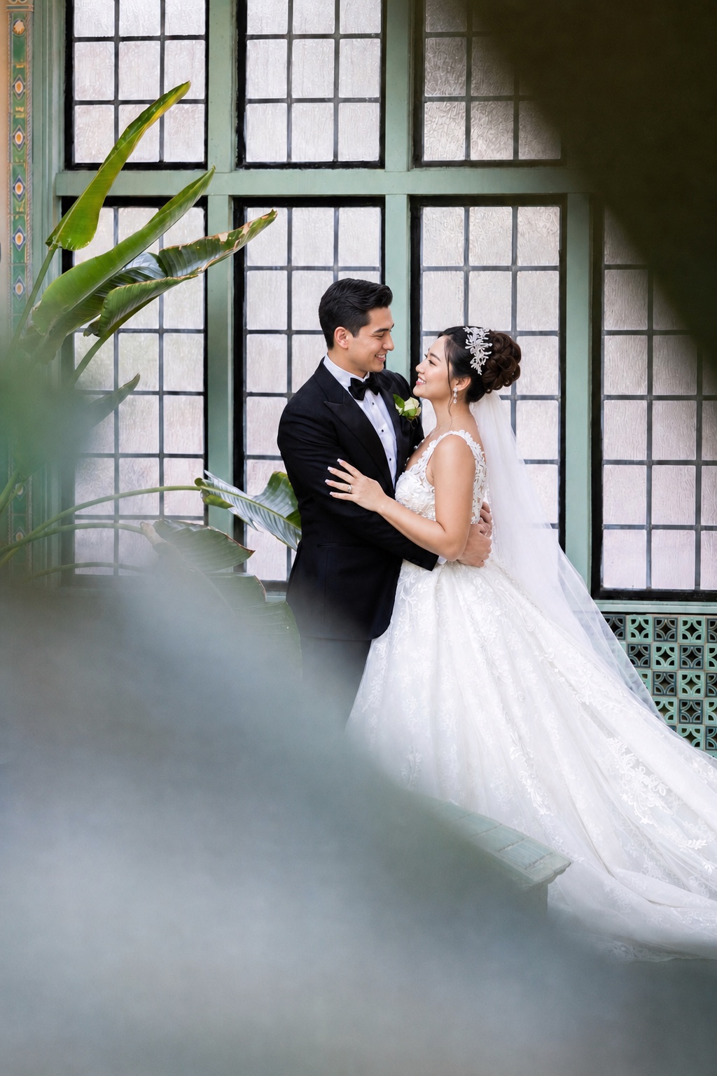 Couple celebrating at their wedding reception